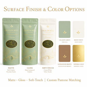 Sachet Doypack refermable pour chewing-gum au thé vert Longjing <span class=keywords><strong>Dragon</strong></span> Well, qualité alimentaire, personnalisable, cadeau impérial du Lac de l'Ouest - Product Image 2