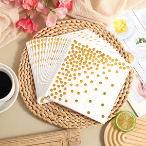 Gold Polka Dot White Paper Napkins 330mm Disposable For Birthday Party Decoration - Product Image 4