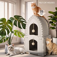 Maison pour chat en feutre de luxe pour plusieurs chats, lit pour animaux de compagnie moderne et écologique, jouets à suspendre, lit-caverne pour chat à double couche fermé