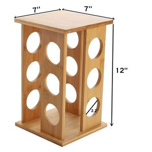 Bamboo Seasoning Rack Rotating Base Wooden Lid Spice Bottle Bamboo Rack <b>Kitchen</b> Restaurant Spice Rack - Product Image 5