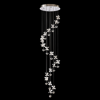 Lustre d'escalier moderne VH LED en cristal en spirale en acier inoxydable, luminaire suspendu en cristal pour villa