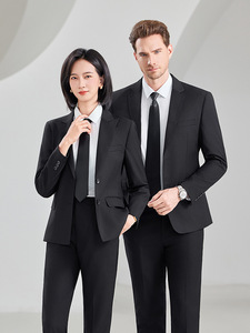 Conjunto de <span class=keywords><strong>Traje</strong></span> de Gerente de Tres Piezas <span class=keywords><strong>con</strong></span> Doble Botonadura, Uniforme de Trabajo para Hombres y Mujeres, Pantalón <span class=keywords><strong>con</strong></span> Cierre, Estilo Empresarial y de Servicios Públicos - Product Image 4