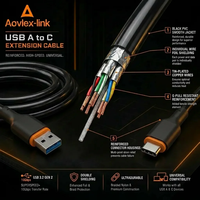 Cable de Extensión USB 3.0 Personalizado de 10 m, Macho Tipo A a Macho Tipo C con Fuente de Alimentación