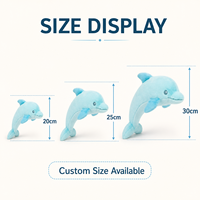 Peluche dauphin bleu clair personnalisée, jouet en peluche doux, figurine d'animal marin, décoration d'intérieur, faible MOQ, service OEM ODM, fabricant