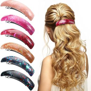 Haute qualité 9.2cm français femmes acrylique plat <span class=keywords><strong>cheveux</strong></span> Barrettes 6 pièces/ensemble élastique <span class=keywords><strong>cheveux</strong></span> griffe pinces pour fête <span class=keywords><strong>cheveux</strong></span> demi queue de cheval - Product Image 2