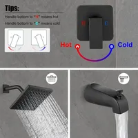 Système de douche tout métal fourni par l'usine, pommeau de douche pluie de 6 pouces avec bec de baignoire, ensemble de robinetterie de douche à poignée unique pour commandes en gros