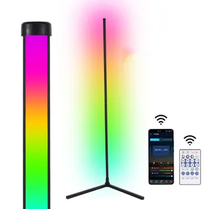 RBG Dimmable Colorful Changing Tripod Standing Decorative Modern Metal Led RGB Corner Floor Lamp Light For Living Room