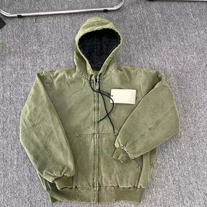 <b>Men's</b> Retro Washed <b>Grey</b> <b>Sweatshirt</b> Jacket, Suitable for Daily Wear, Y2K Hip-hop Street Retro Culture - Product Image 6