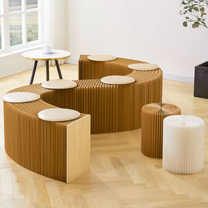 Vente en gros 28cm 42cm 50cm de hauteur Mobilier écologique 6 sièges Long banc Mobilier en papier Banc pliant pour la maison Salon - Product Image 5