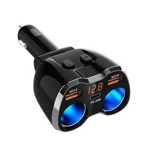 Isqueiro Divisor Dual Port Car Charger Adapter com Plug QC3.0 Tomada Cargador Para Carro 12v isqueiro soquete