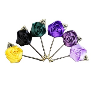 12-Pack Golden Rose Boutonnieres - Silk Flower Lapel Pins For Weddings