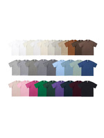 Kaos Pria Katun Combed Bernapas 280G Tebal Vintage Lengan Pendek Longgar O-Neck Warna Solid Polos Elastisitas Tinggi