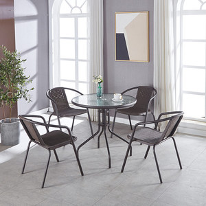 Restaurante Muebles de jardín al aire libre <span class=keywords><strong>Bistro</strong></span> Apilable Silla de comedor de ratán negro natural Moderna - Product Image 4