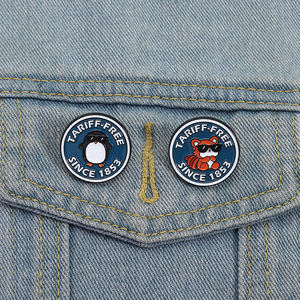 Tarife ücretsiz beri 1853 emaye Pin serin penguen ve rakun güneş gözlüğü broş takı hediye toplu toptan - Product Image 1