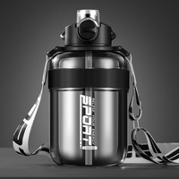 Bouteille de grande capacité avec paille, design tendance, gourde sportive, bouteille tonneau, portable pour étudiants, en plastique transparent