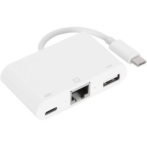 Usb Type C To <b>Ethernet</b> <b>Adapter</b> With Usb Port For Laptop Computer Networking - Product Image 2