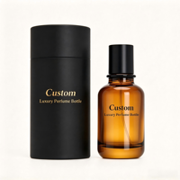 Flacon de parfum transparent noir cylindrique moderne personnalisé, 30 ml, 50 ml, 100 ml, flacon de parfum en verre à sertir avec boîte