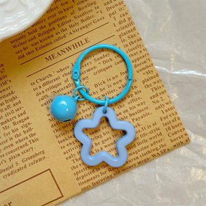 Offre Spéciale bricolage mignon dessin animé étoile porte-clés couleur bonbon accessoire en métal avec cloche UV imprimé à la mode et sac suspendu - Product Image 1
