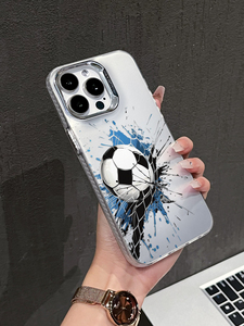 <span class=keywords><strong>Coque</strong></span> de protection antichoc pour iPhone <span class=keywords><strong>avec</strong></span> motif ballon de football et filet, cadre électroplaqué, compatible <span class=keywords><strong>avec</strong></span> les modèles 17/16/15/14/13 ProMax - Product Image 4