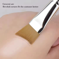 Pinceau de maquillage professionnel pour fond de teint, brun, luxueux, portable, dense, angulaire, avec logo personnalisé, marque privée