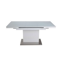 Table extensible en verre trempé blanc de qualité supérieure personnalisée avec base en métal robuste