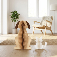 Figurines d'animaux en papier nid d'abeille Rainbowbear Golden Retriever Ragdoll, ensemble d'ornements pliables 3D écologiques, décoration de table pour chien et chat