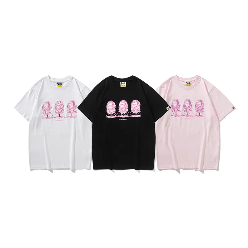 2022 New Arrival Best Quality BAPE Japan Limited Pink Cherry Bush T-shirt for Men And Women With Asian Size