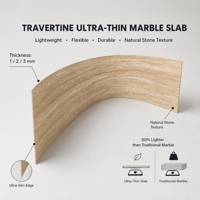 Panneau de travertin en pierre naturelle flexible de 1 mm, feuilles ultra-minces, placage de marbre