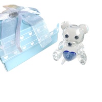 Livraison directe coffret cadeau ours en peluche en cristal bleu pour la fête d'anniversaire de bébé sculpté à la main cadeau de retour sur le thème des animaux de Noël
