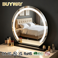 Miroir de maquillage intelligent à LED avec commande tactile, miroir de vanité en verre HD pour coiffeuse, ensemble de station de beauté style crème