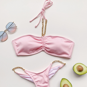 Personalizado caliente traje de baño mujeres traje de baño niñas Sexy brillante cadena <span class=keywords><strong>Bikini</strong></span> con logotipo - Product Image 2