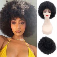 Perruque Afro Courte Bouclée et Volumineuse pour Femmes Africaines, Cheveux Noirs Naturels, Synthétique Faite à la Machine en Fibre Haute Température