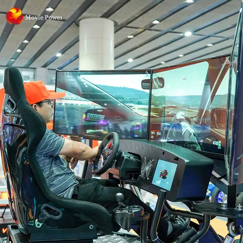 Simulateur de jeu de course de voiture, avec 3 écrans, cylindre électrique 6DOF, jeu, réel, pouces