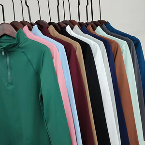 Top da equitazione con cerniera a <span class=keywords><strong>basso</strong></span> MOQ da <span class=keywords><strong>donna</strong></span> per donne che mostrano camicie a strato di Base a manica lunga a manica lunga elasticizzata a quattro vie vestiti ad asciugatura rapida - Product Image 1