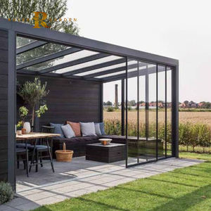 Pergola in Alluminio con Tetto in Vetro Temperato e Porte Scorrevoli per Ristoranti all'Aperto, Caffè, Verande e Giardini 4 Stagioni - Product Image 1