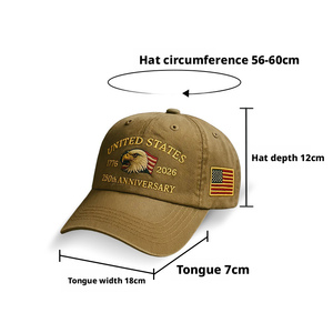 Cappellino da baseball di alta qualità con stampa del 250° anniversario degli Stati Uniti e un'aquila americana. Cappello americano. - Product Image 3