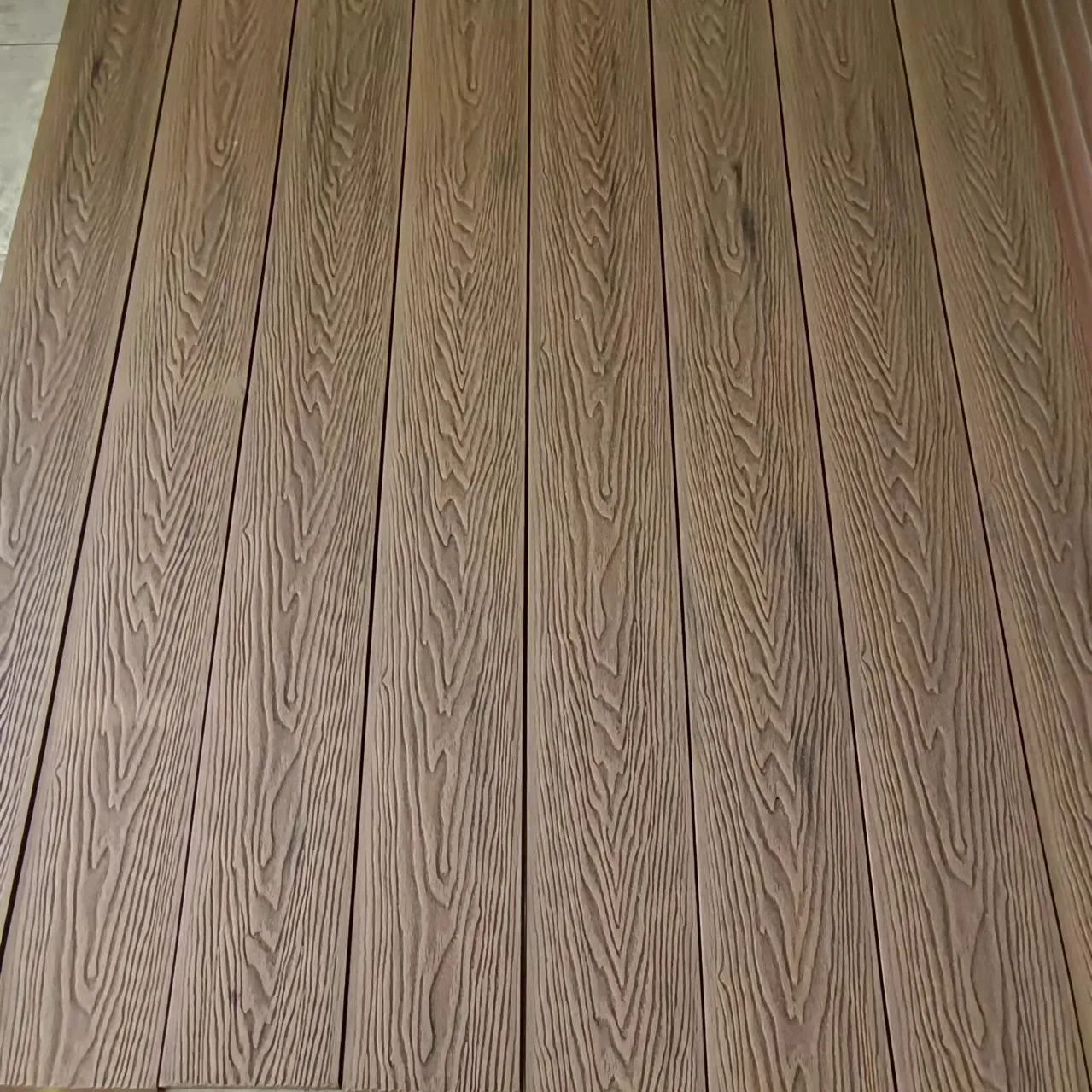 New technology WPC 3D embossed composite exterior wpc decking for outdoor floor