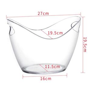 Custom Logo 4L Clear White Black Acrylic Wine Beer Cola Champagne Bottles Party Hotel Restaurant <b>Plastic</b> Ice Bucket With Hand - Product Image 2