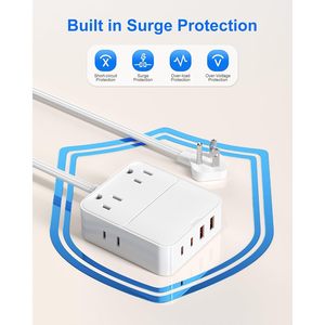 Power Strip 6Ft 4 AC Outlets 4 <b>USB</b> Ports Surge Protector Charging Station for Laptop - Product Image 6