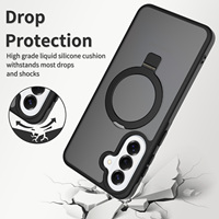 Étui de luxe magnétique pour téléphone portable avec support anneau et coque arrière douce au toucher effet peau pour Samsung A57 avec coussin d'air intégré