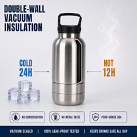 Bouteille d'eau en acier inoxydable 3-en-1 de 32 oz avec logo personnalisé, bols d'alimentation amovibles pour animaux de compagnie, isolation sous vide à double paroi, pour l'extérieur