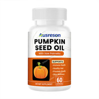 Capsules d'huile de graines de citrouille biologique halal Ausreson en vrac 1000 mg, complément pour la croissance des cheveux, huile de graines de citrouille avec capsules de palmier nain