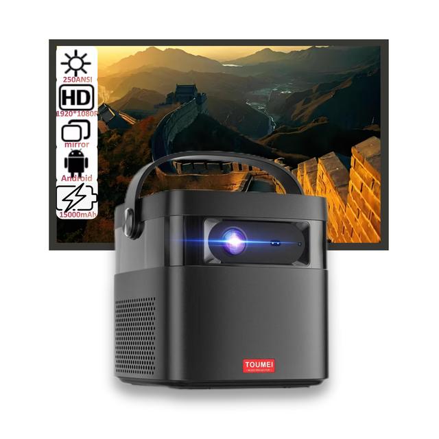 Portable Mini Projector LED 4K 250ANSI 3D Touch Screen DLP Smart Projector with Built-in Battery Android 9 Home Theater M2