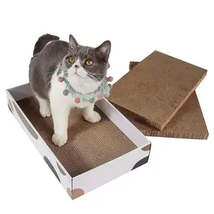 Caja rascadora de gato con logotipo personalizado Casa rascadora de gatito de cartón con 3 reemplazos