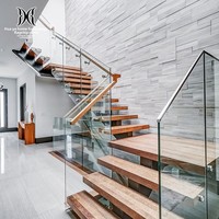 Escalier droit en acier et bois pour grenier intérieur, villa duplex à plusieurs étages, avec poutres inclinées, pour montage DIY