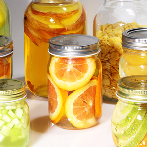 Commercio all'ingrosso 16oz noci sottaceti di mandorle di ceci contenitore chiaro 500ml cibo muratore quadrato salsa rotonda barattolo di <span class=keywords><strong>vetro</strong></span> con coperchio Modulare <span class=keywords><strong>in</strong></span> metallo - Product Image 1