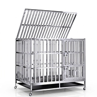 Cage pliable en acier inoxydable pour chien 95x65x79cm pour bouledogue anglais, bouledogue français, corgi