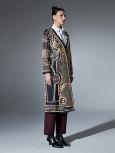 TWOTWINSTYLE Trench Designer <span class=keywords><strong>con</strong></span> Perle e Colori Contrastanti per Donne, Collo a V, Manica Lunga, Cappotto Elegante Formale, Abbigliamento Femminile alla Moda, Novità - Product Image 3