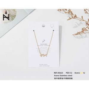 Collana con ciondolo Sagittario in acciaio inossidabile con zirconi cubici, gioielli da donna, collane con perline alla moda - Product Image 3