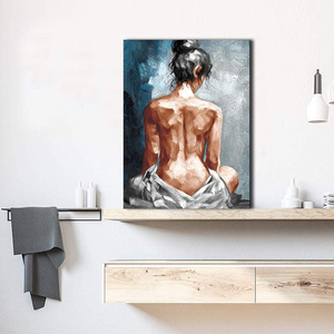 Đương đại đóng khung sơn dầu hiện đại trừu tượng nữ nghệ thuật vải in màu đen trắng màu xanh hoa tường trang trí cho phòng ngủ cô gái - Product Image 5